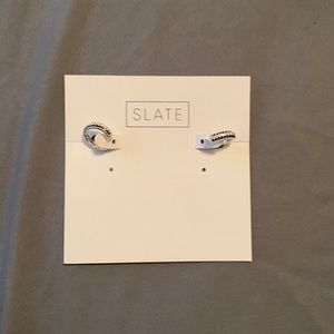 Small silver hoop earrings.